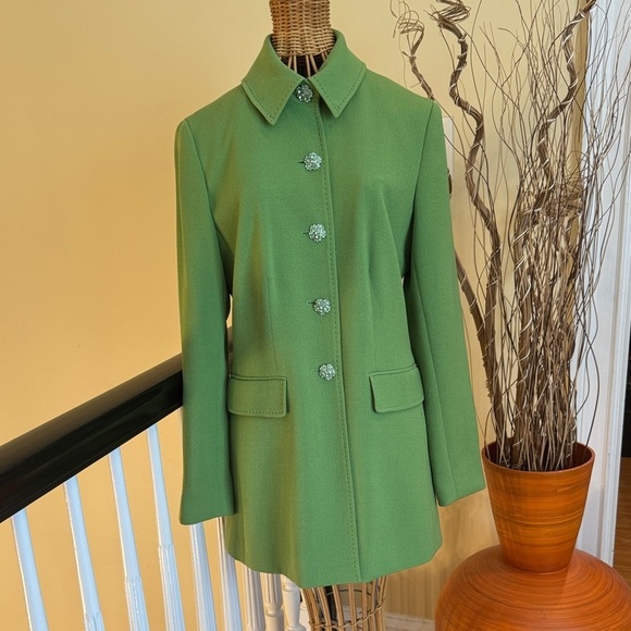 margret frances Jackets & Blazers - Margaret Frances 🔥sale🔥green coat with beautiful rhinestone buttons